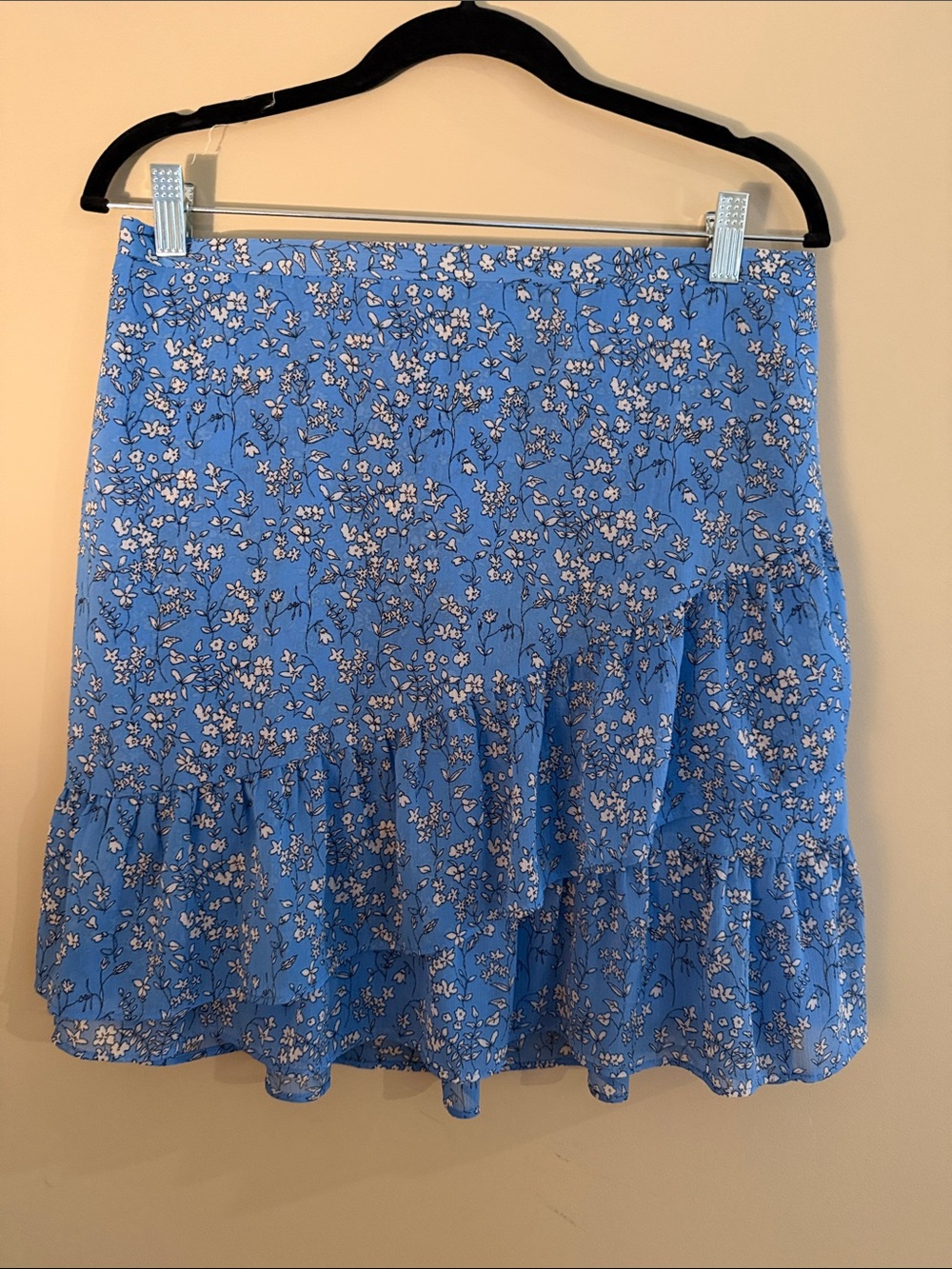 Banana Republic Factory Blue Floral Tiered Mini Skirt Size Medium